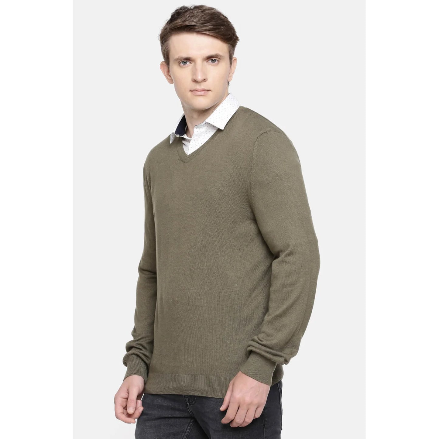 Green Solid Cotton Sweater