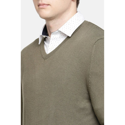 Green Solid Cotton Sweater