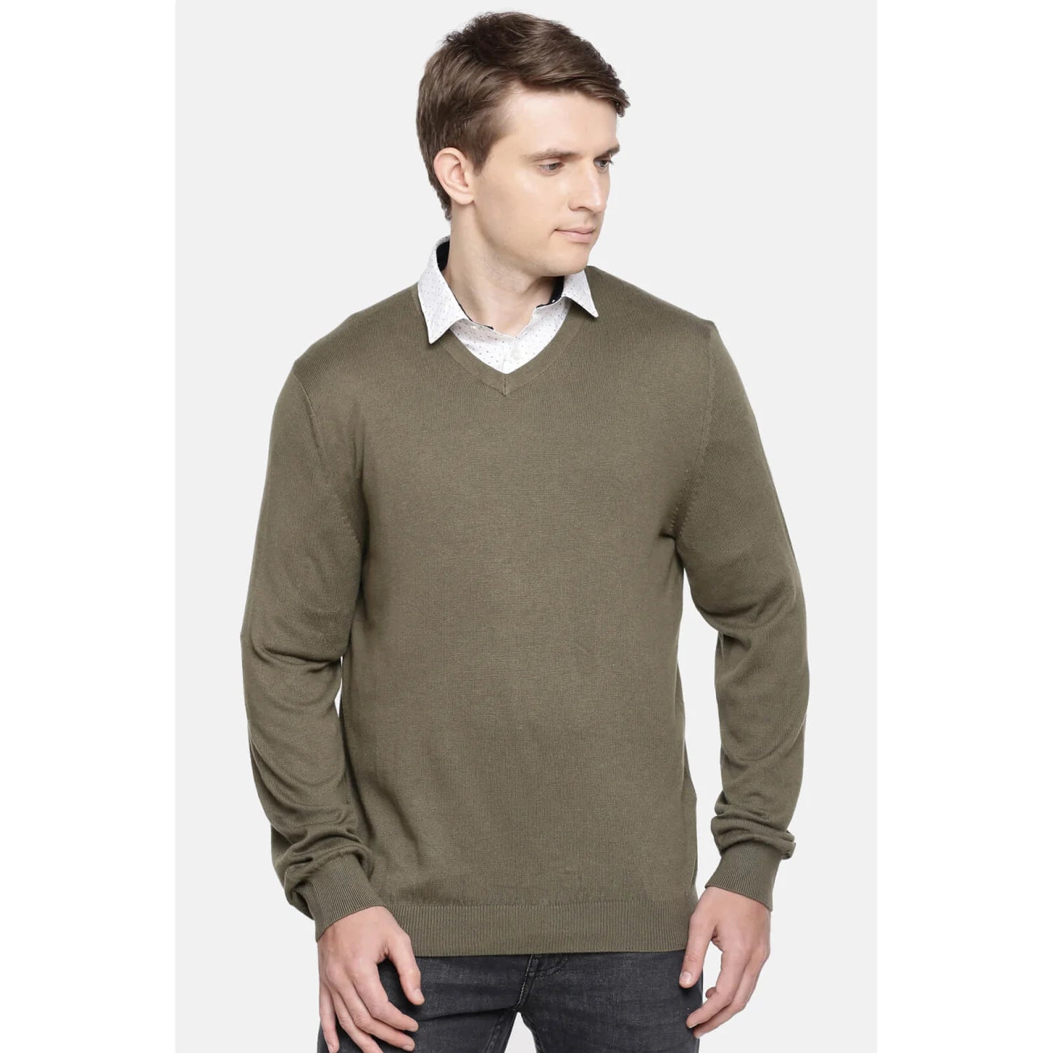 Green Solid Cotton Sweater