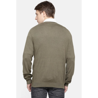 Green Solid Cotton Sweater