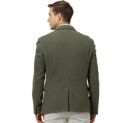 Green Solid Cotton Blazer