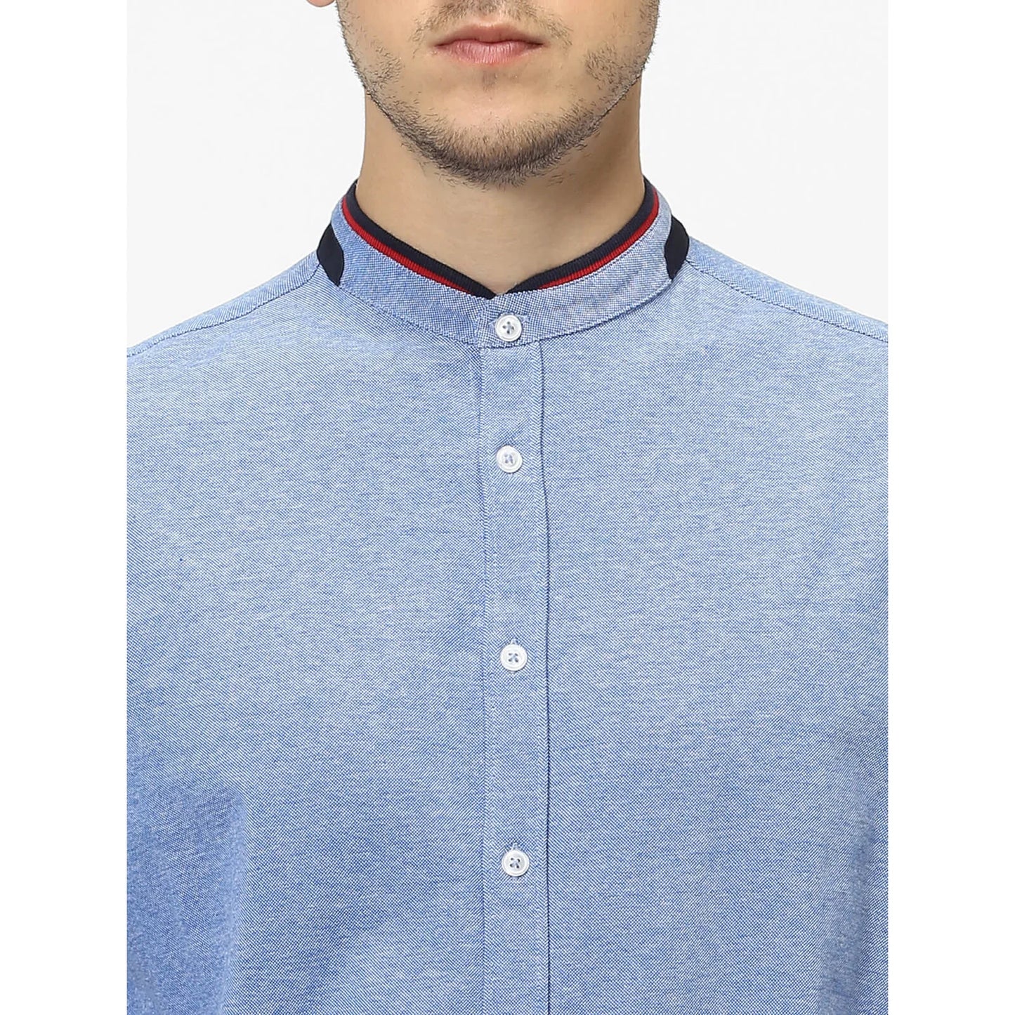 Blue Solid Cotton Shirt