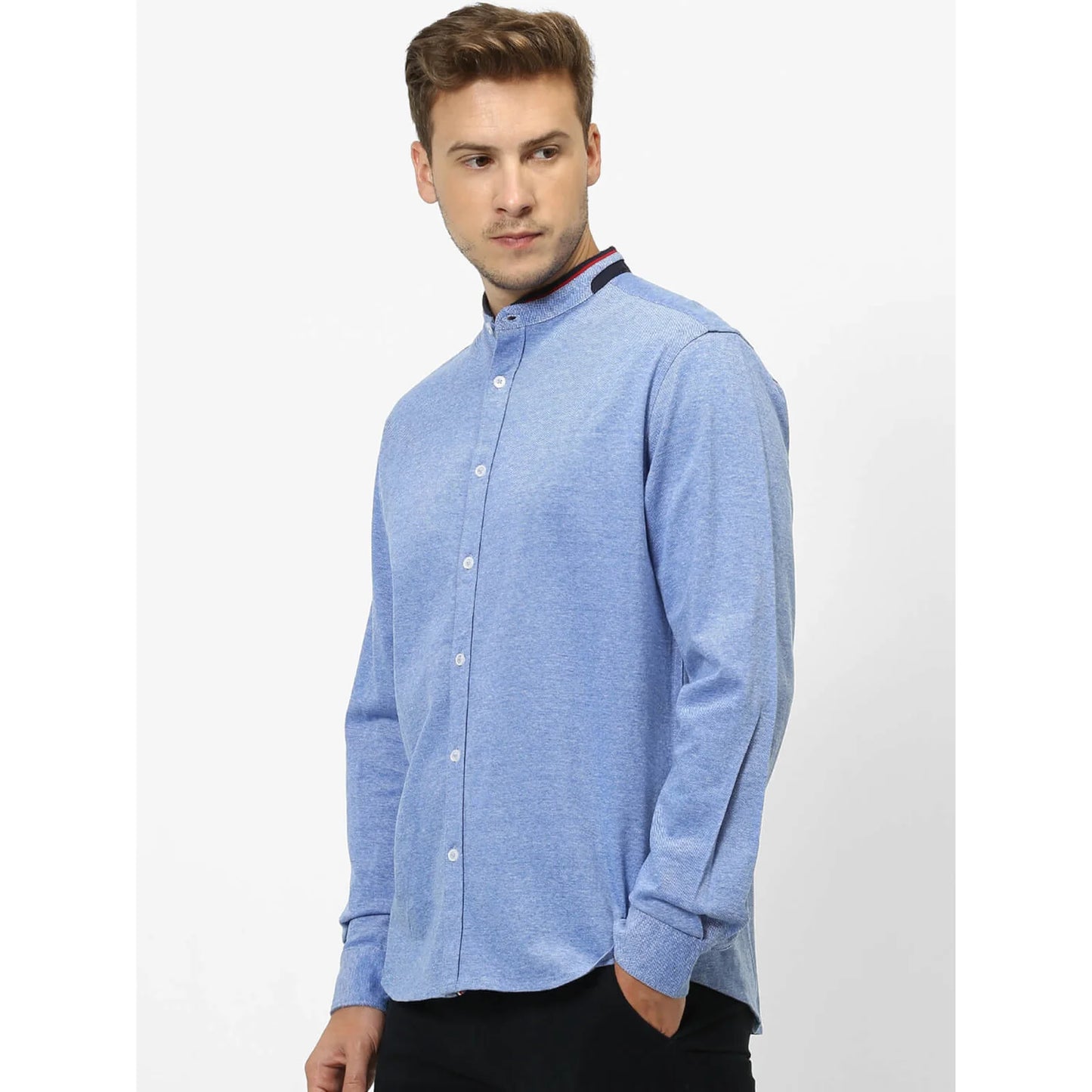 Blue Solid Cotton Shirt