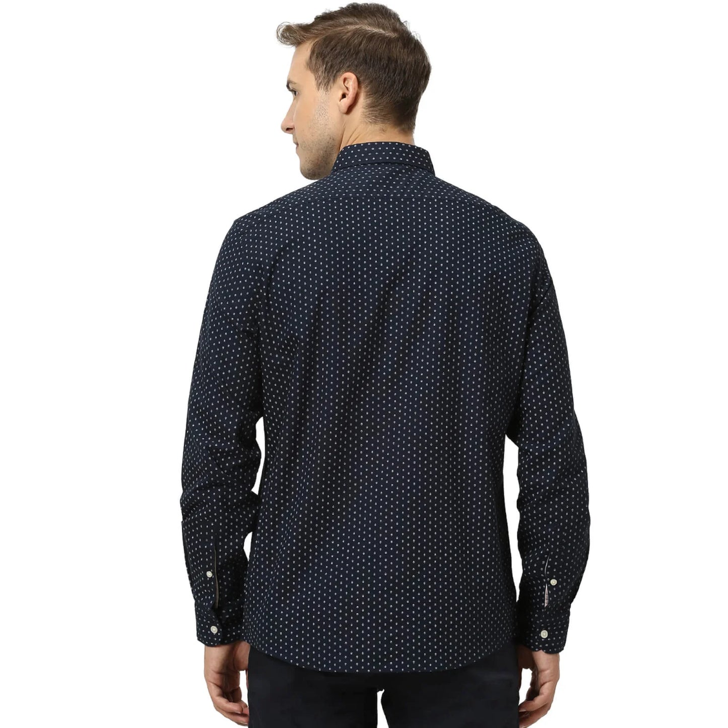 Navy Blue Printed Cotton Shirt