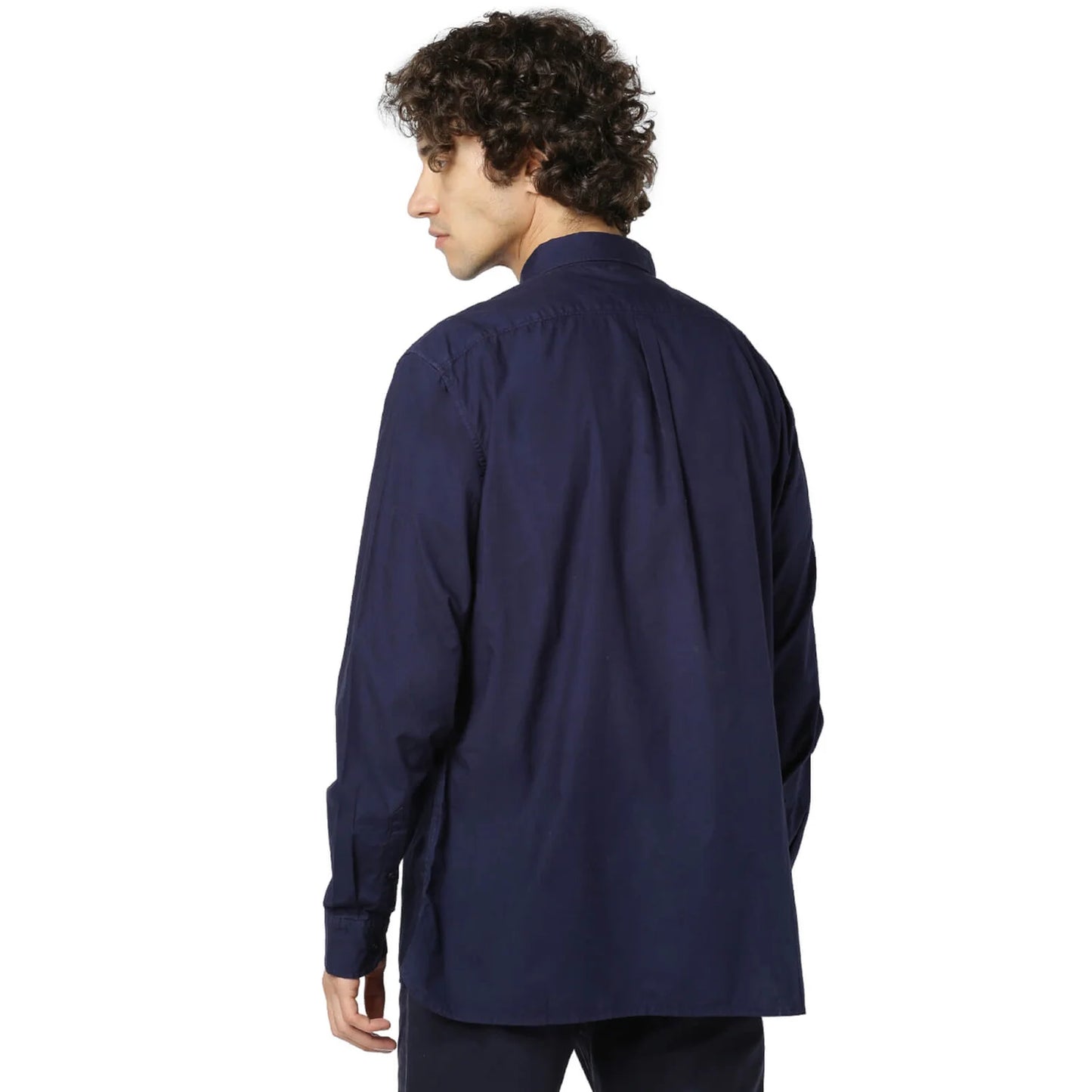 Navy Blue Solid Polycotton Shirt