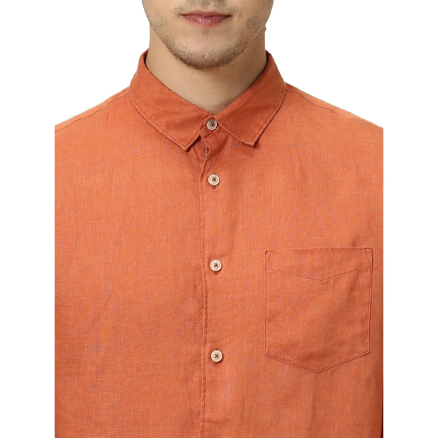 Rust Solid Linen Shirt