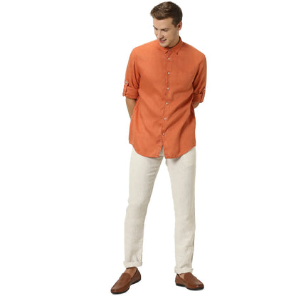 Rust Solid Linen Shirt