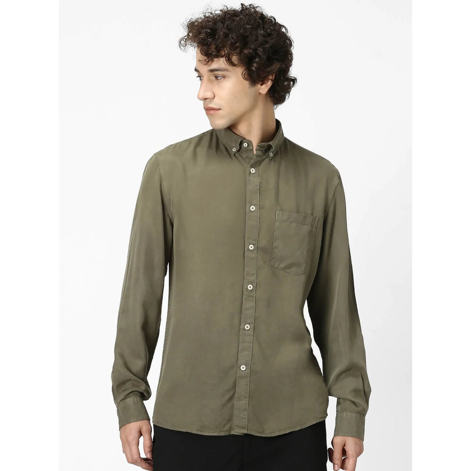 Green Solid Viscose Shirt