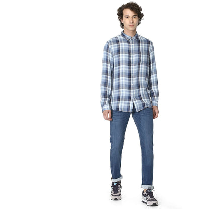 Celio* Checked Regular Fit Viscose Blue Shirt