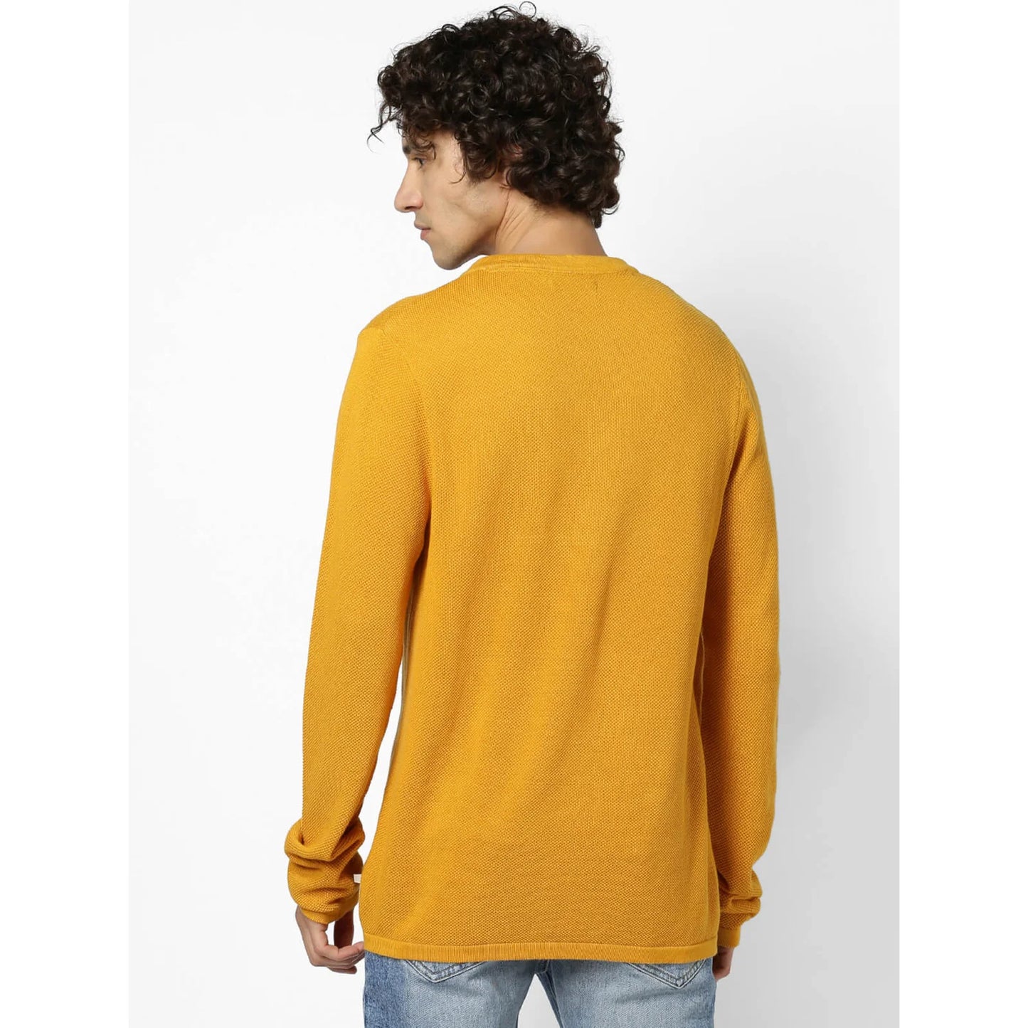 Mustard Solid Cotton Sweater