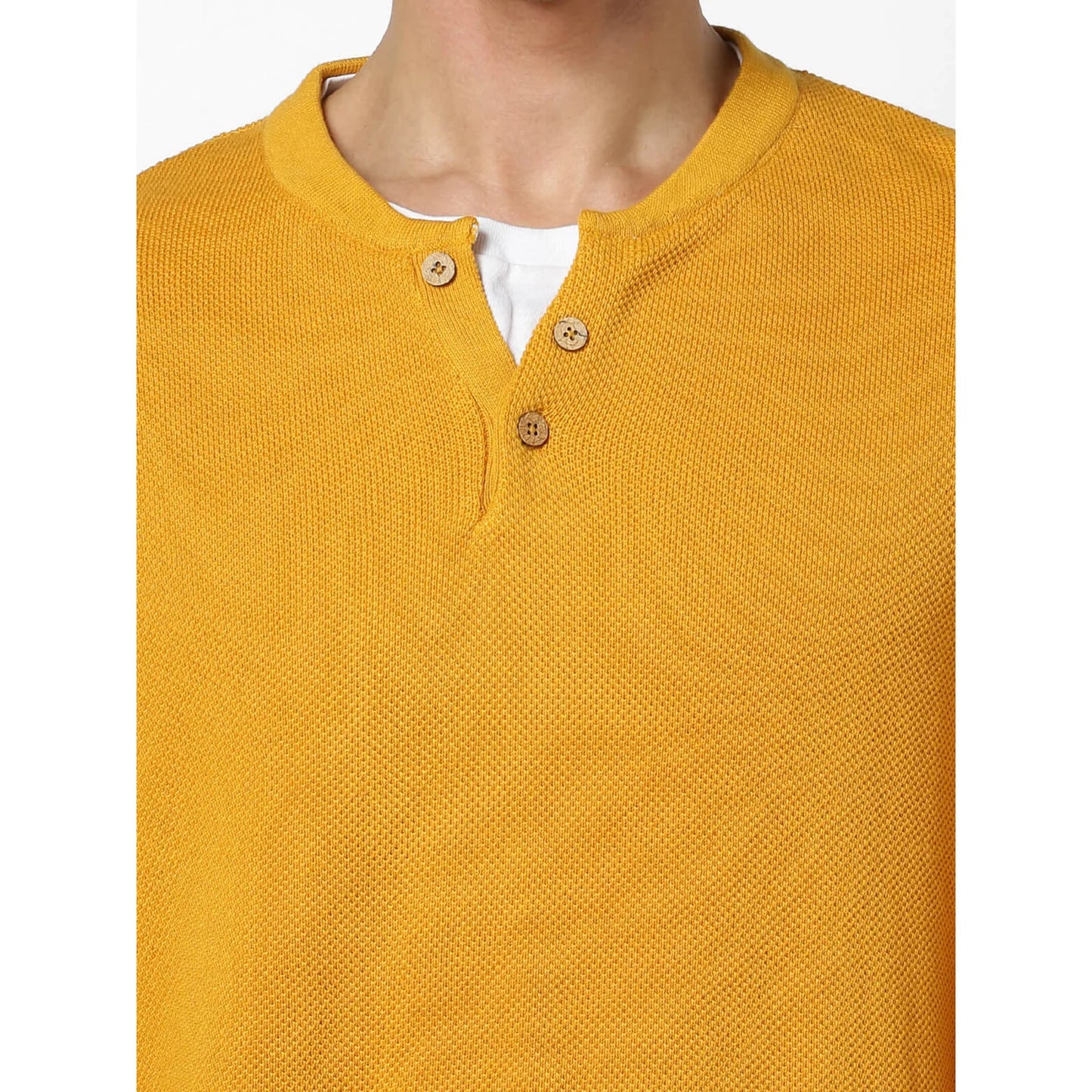 Mustard Solid Cotton Sweater