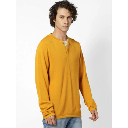 Mustard Solid Cotton Sweater