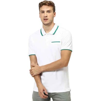 White Solid Cotton Polo