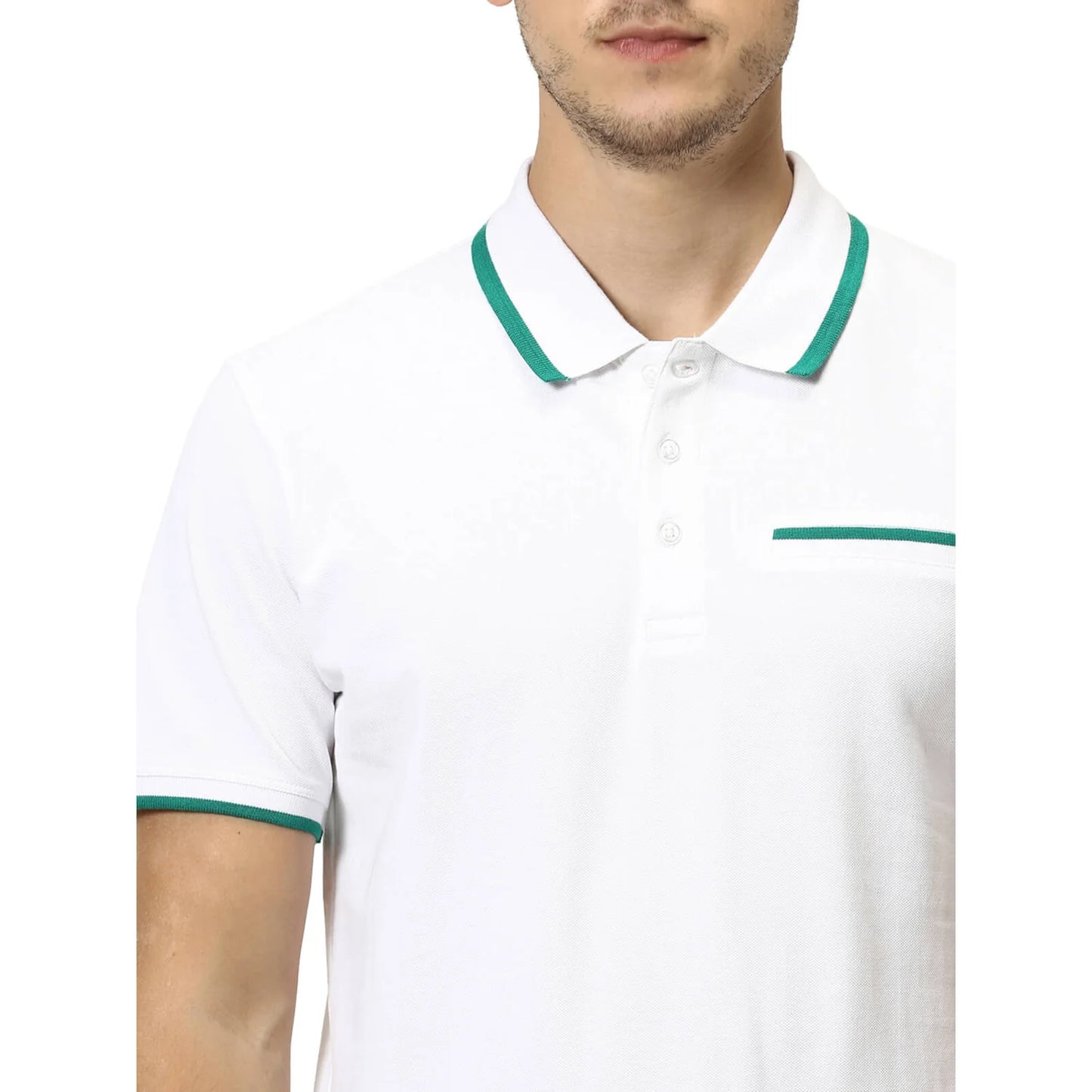 White Solid Cotton Polo