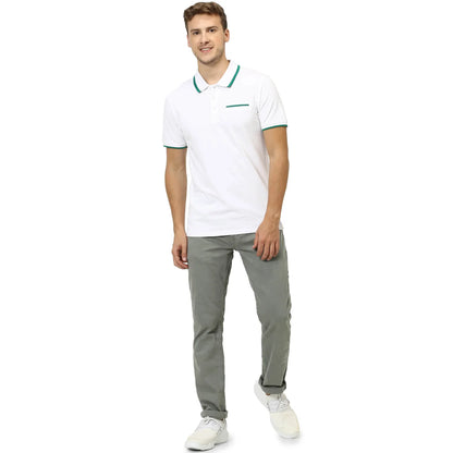 White Solid Cotton Polo