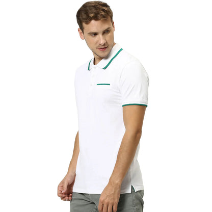 White Solid Cotton Polo