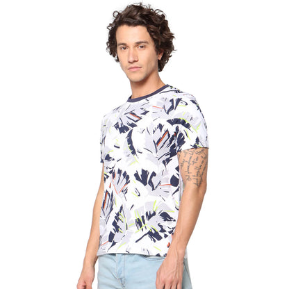 White Printed Cotton T-shirt