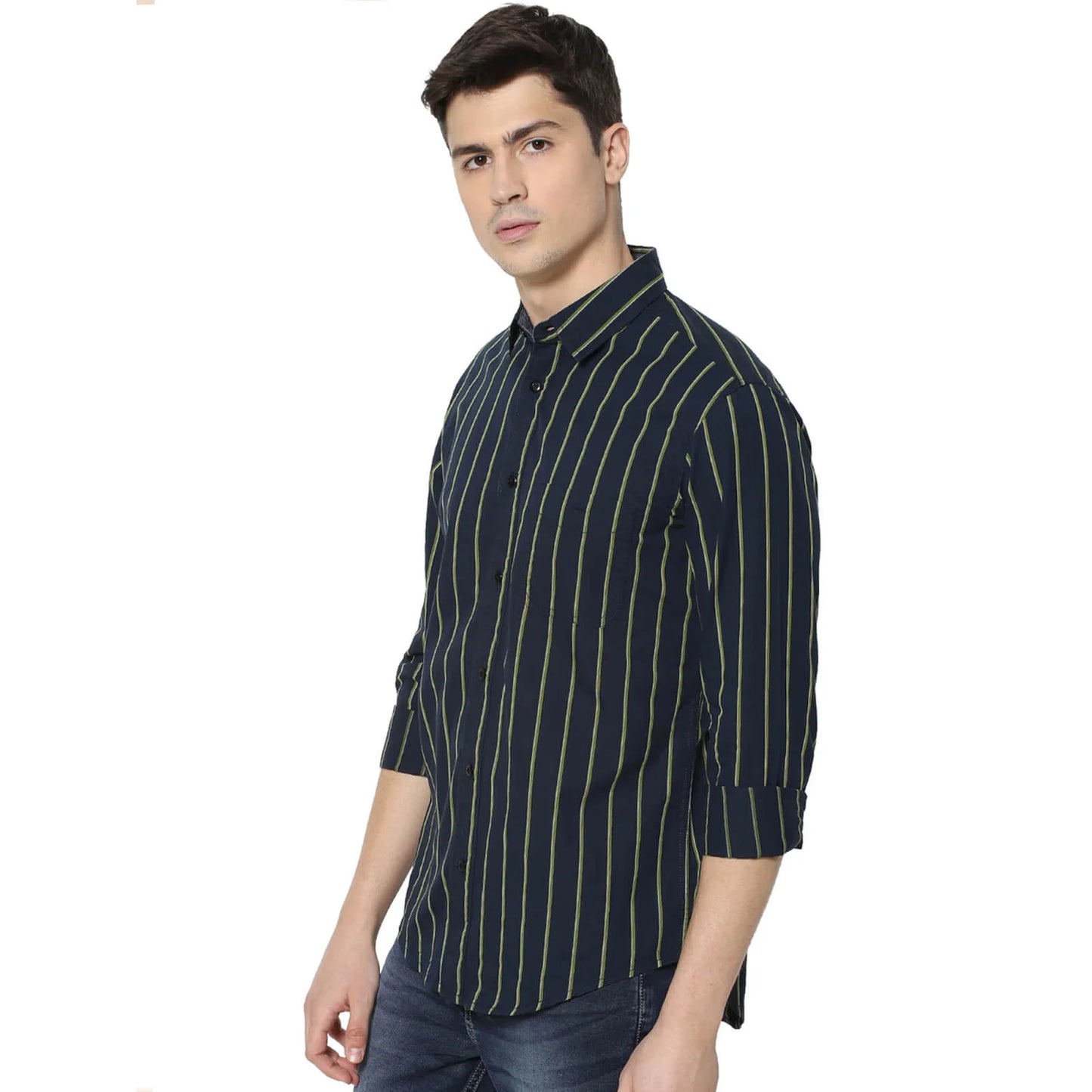 Green Striped Cotton Shirt