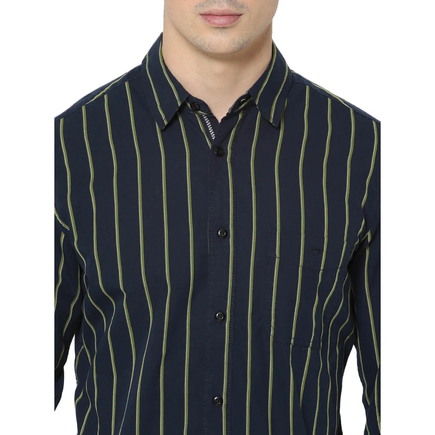 Green Striped Cotton Shirt