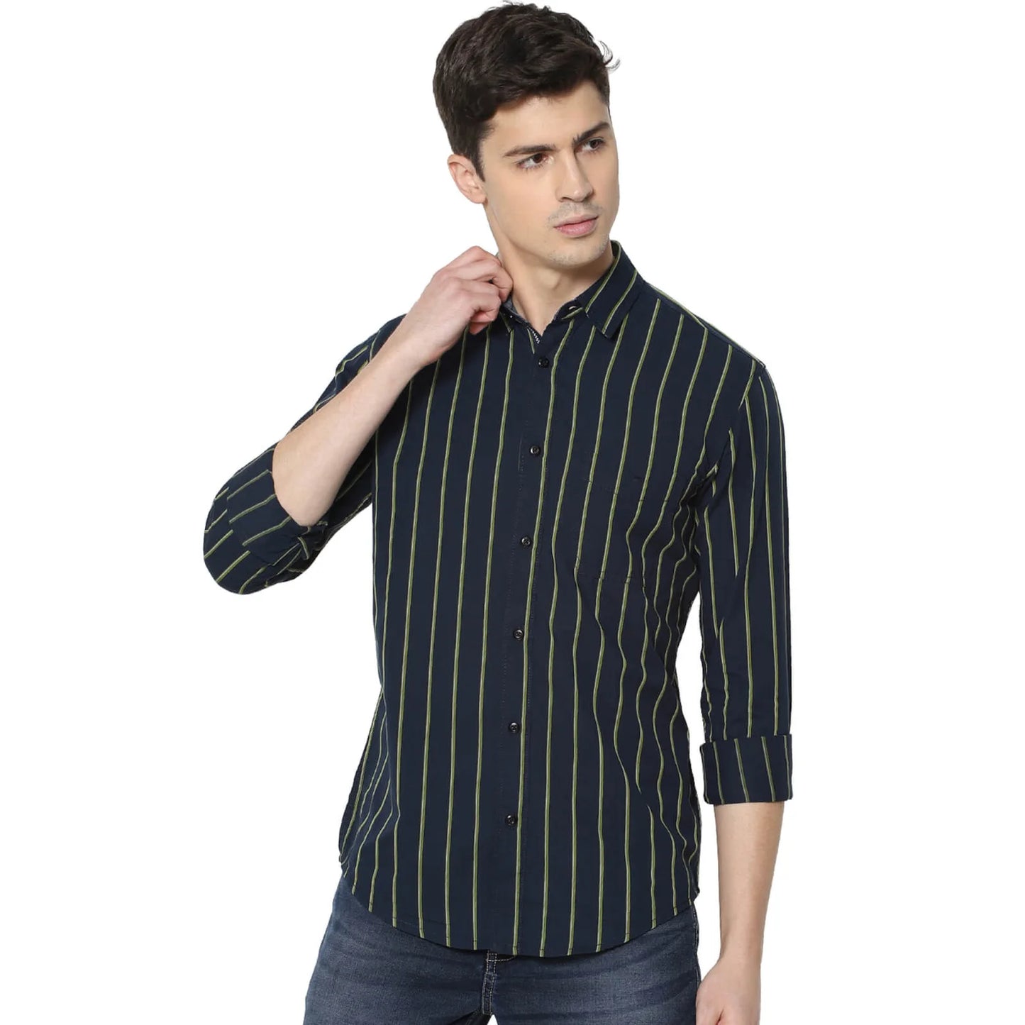 Green Striped Cotton Shirt