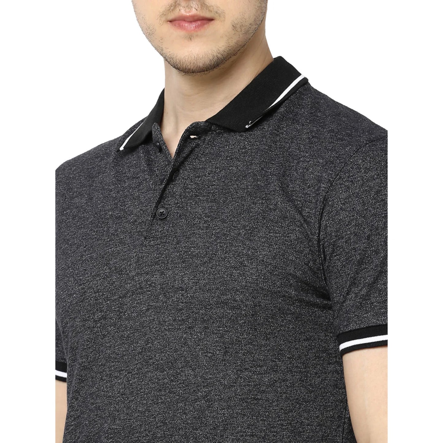 Black Solid 100% Cotton Polo