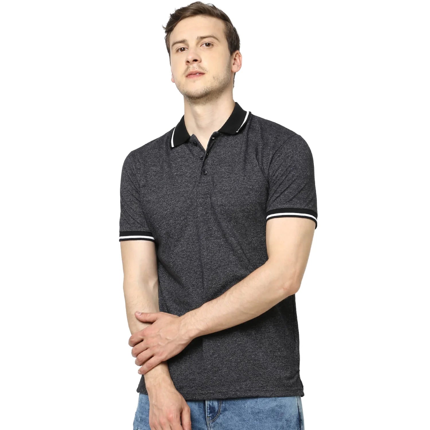 Black Solid 100% Cotton Polo