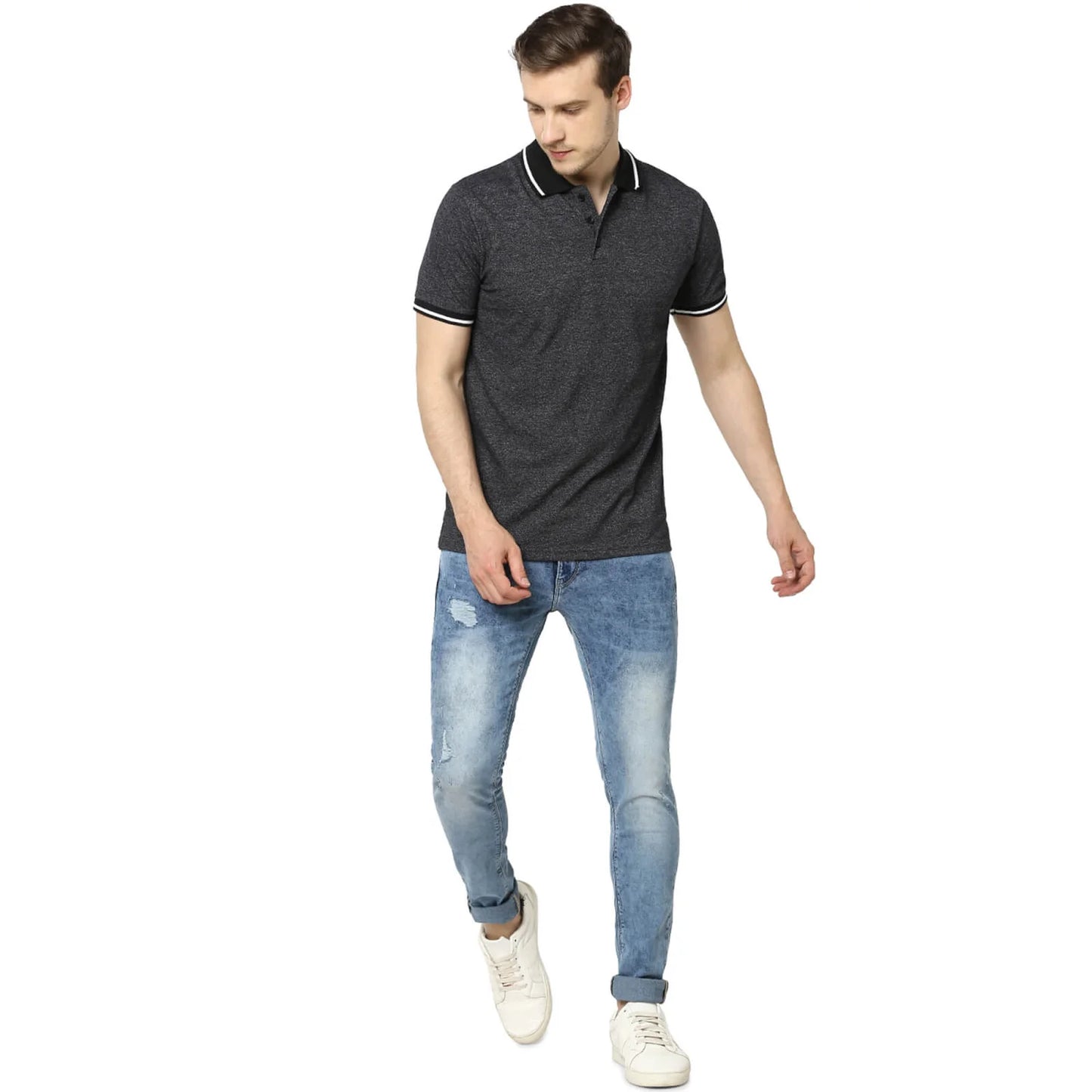 Black Solid 100% Cotton Polo