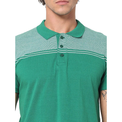 Green Solid Cotton Polo