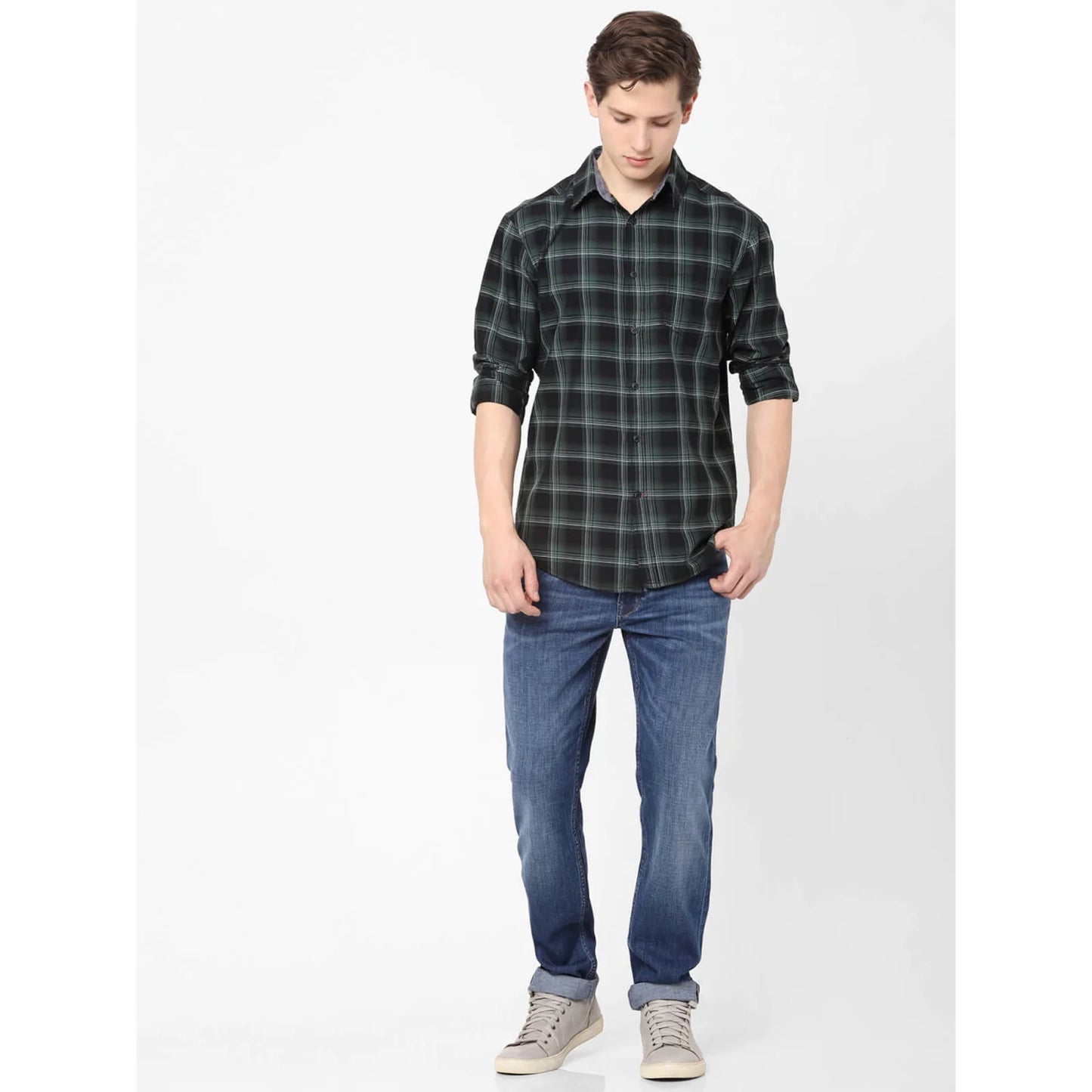 Green Checks Cotton Shirt