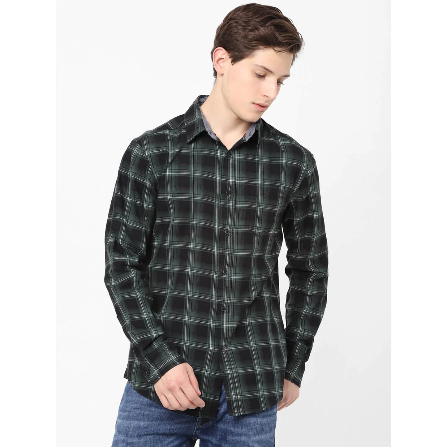 Green Checks Cotton Shirt