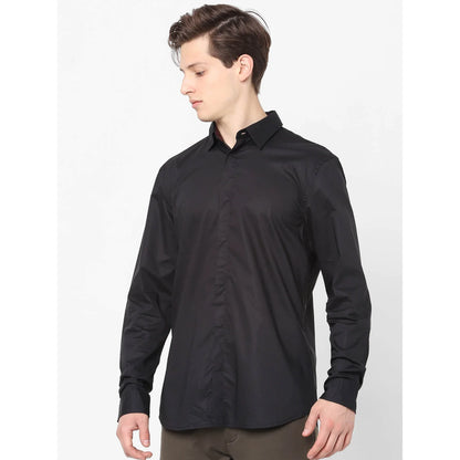 Black Solid Cotton Shirt