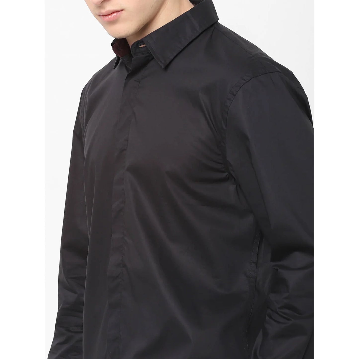 Black Solid Cotton Shirt