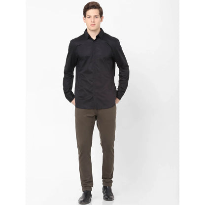 Black Solid Cotton Shirt