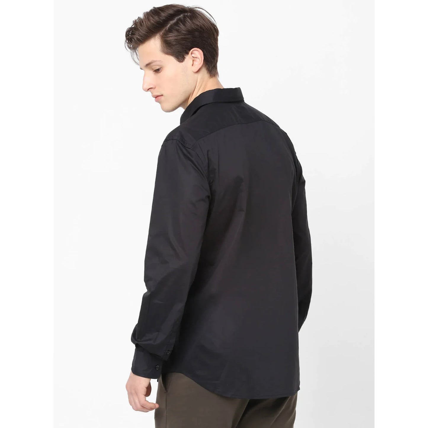 Black Solid Cotton Shirt