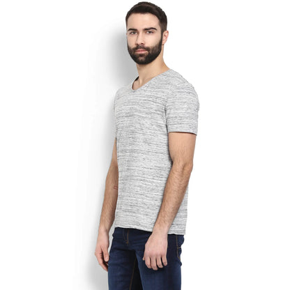 Grey Melange Cotton Blend T-shirt