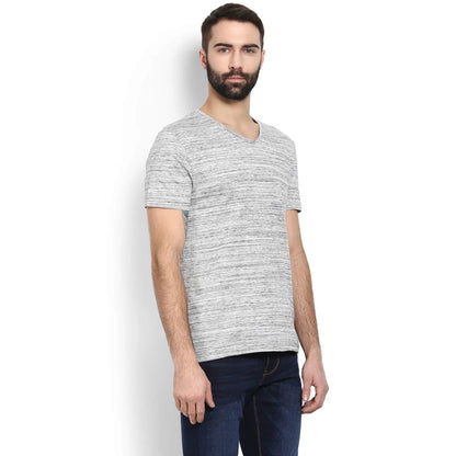 Grey Melange Cotton Blend T-shirt