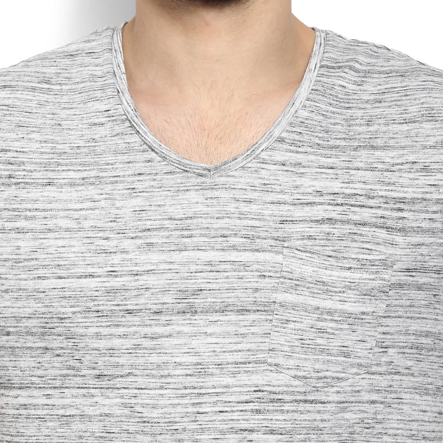 Grey Melange Cotton Blend T-shirt