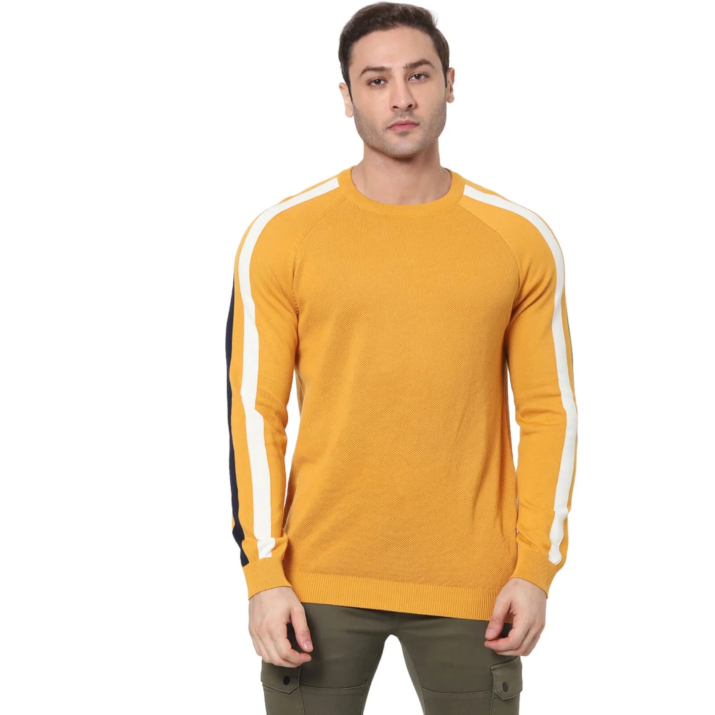 Mustard Solid Cotton Sweater