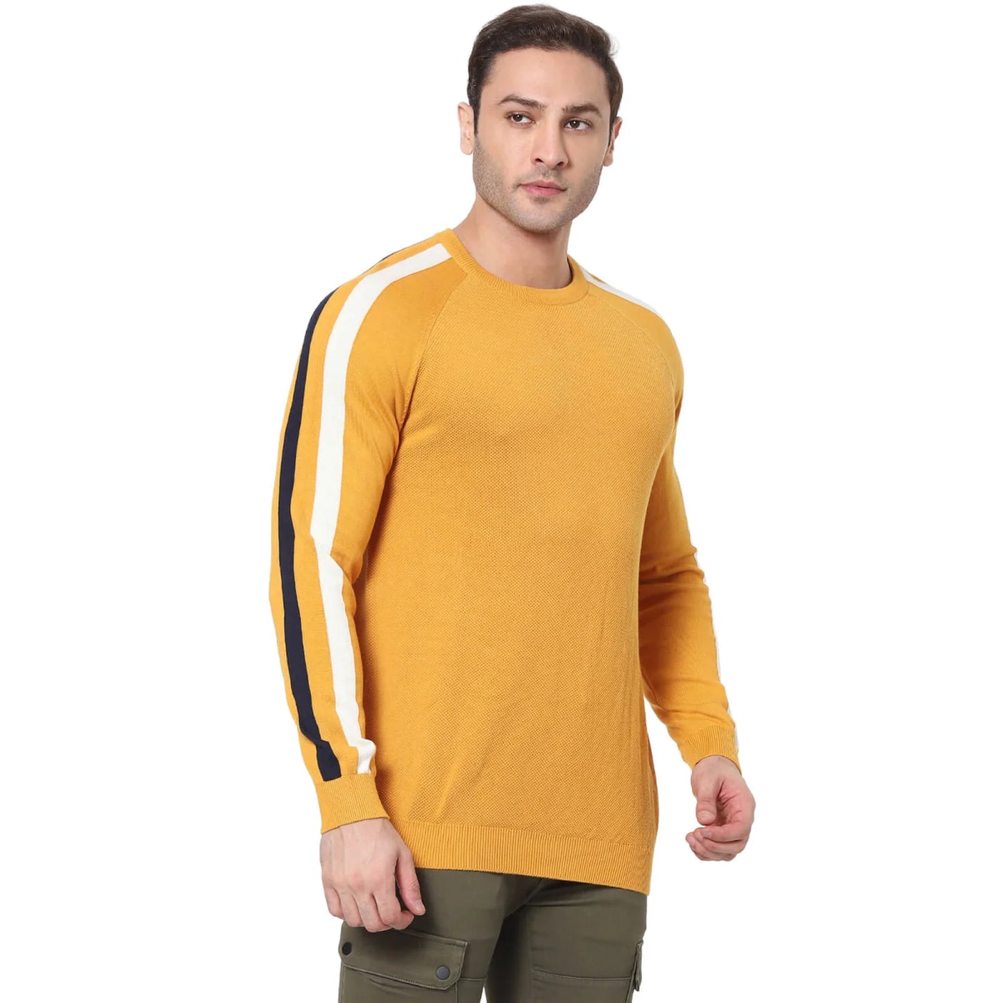 Mustard Solid Cotton Sweater