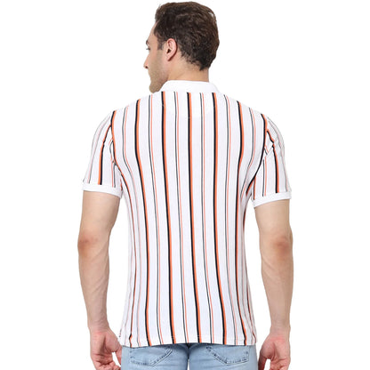 White Striped Cotton Polo