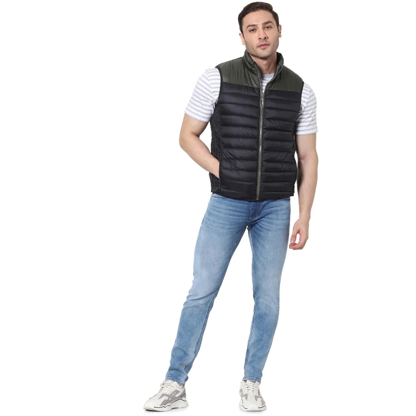 Black Colourblock Polyester Jacket