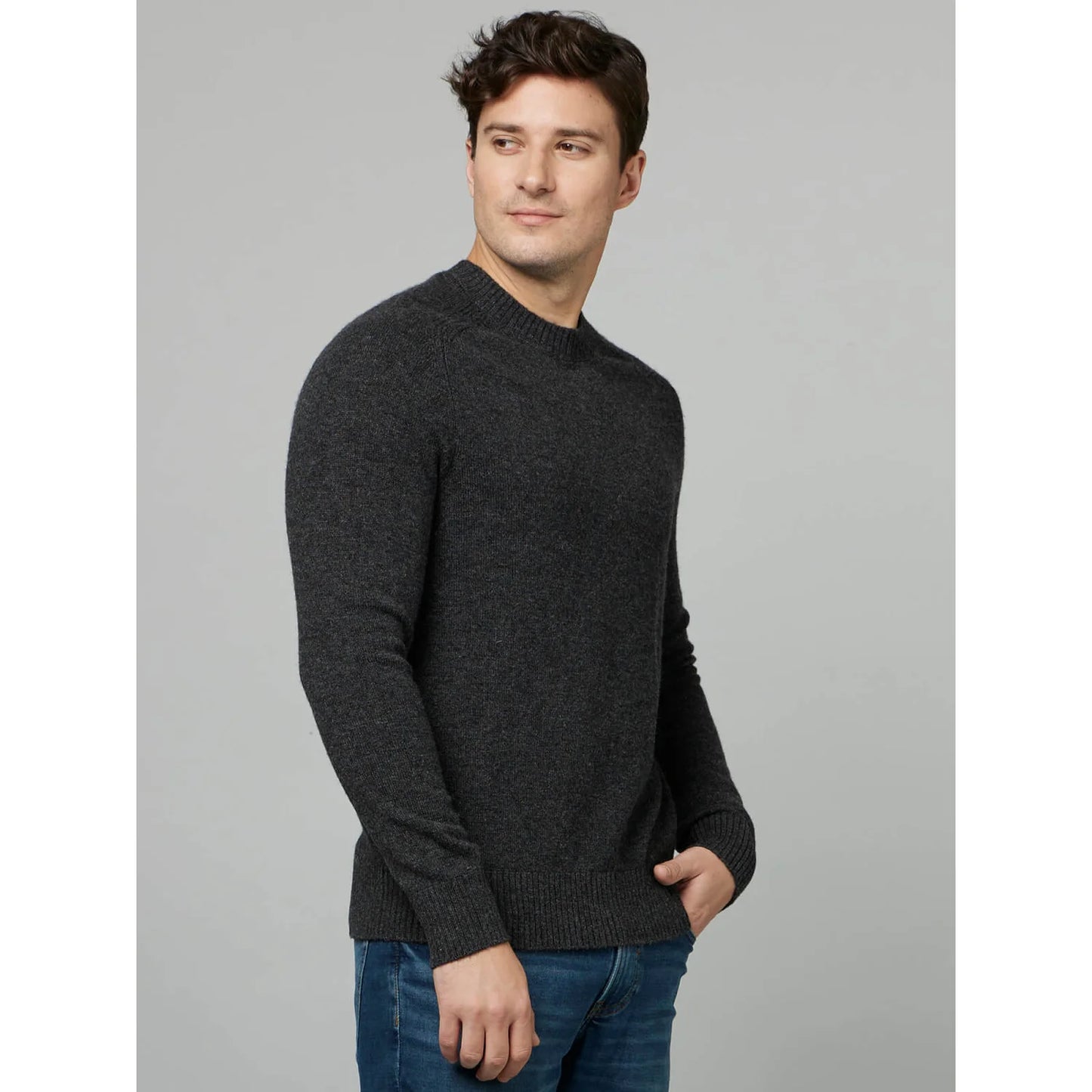 Black Solid Wool Sweater