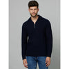 Celio* Solid Regular Fit Wool Navy Blue Sweater