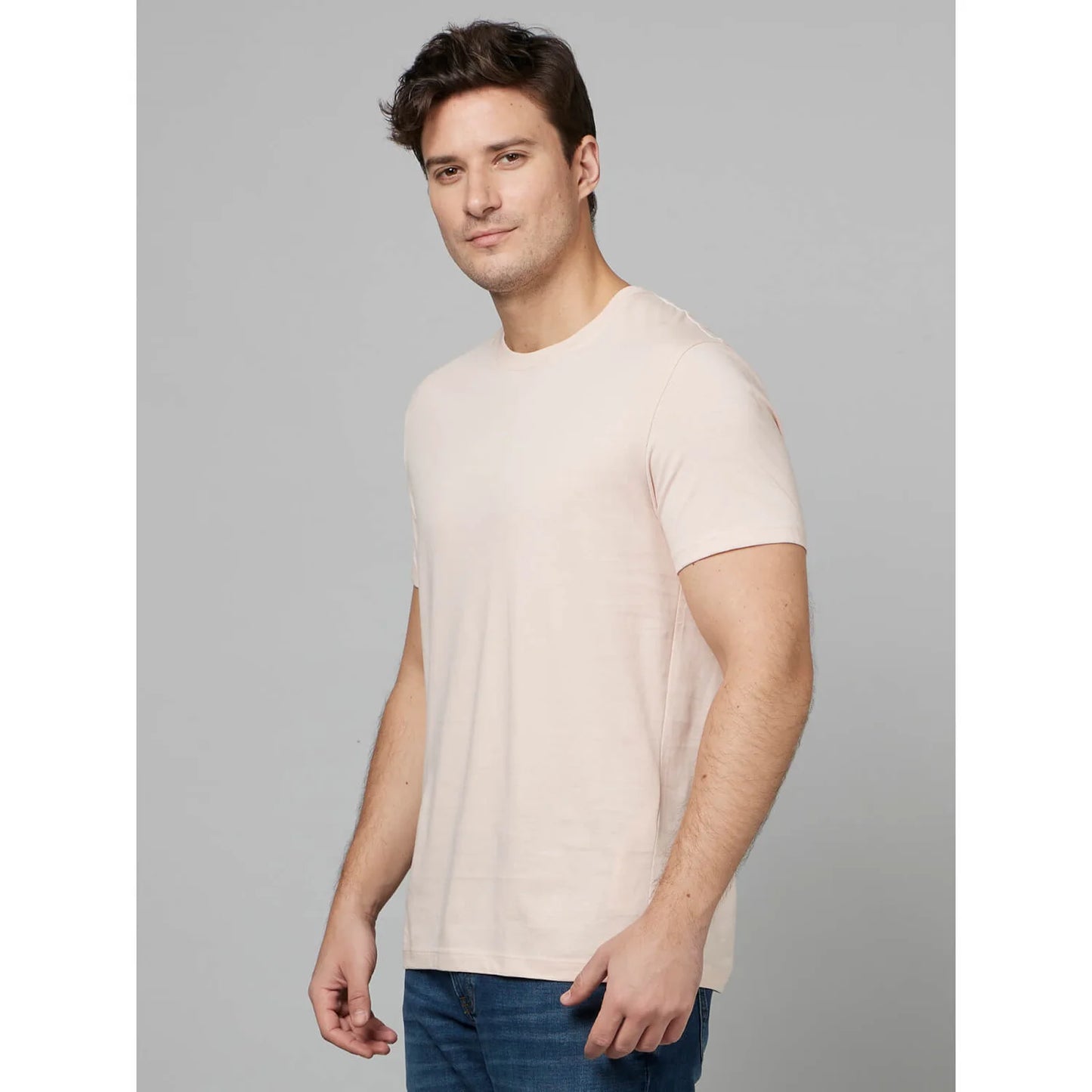 Pink Solid Cotton T-shirt