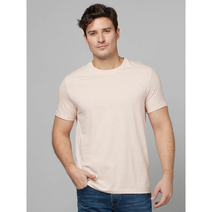 Pink Solid Cotton T-shirt