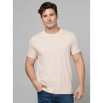 Celio* Solid Regular Fit Cotton Pink T-Shirt