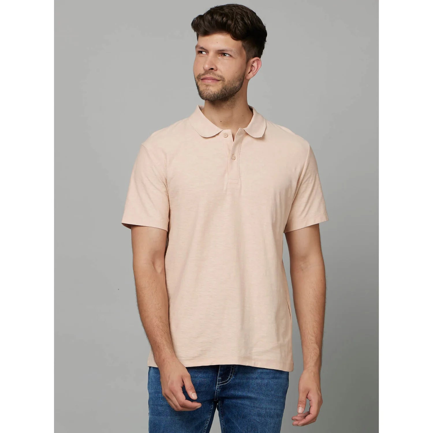 Pink Solid Cotton Polo