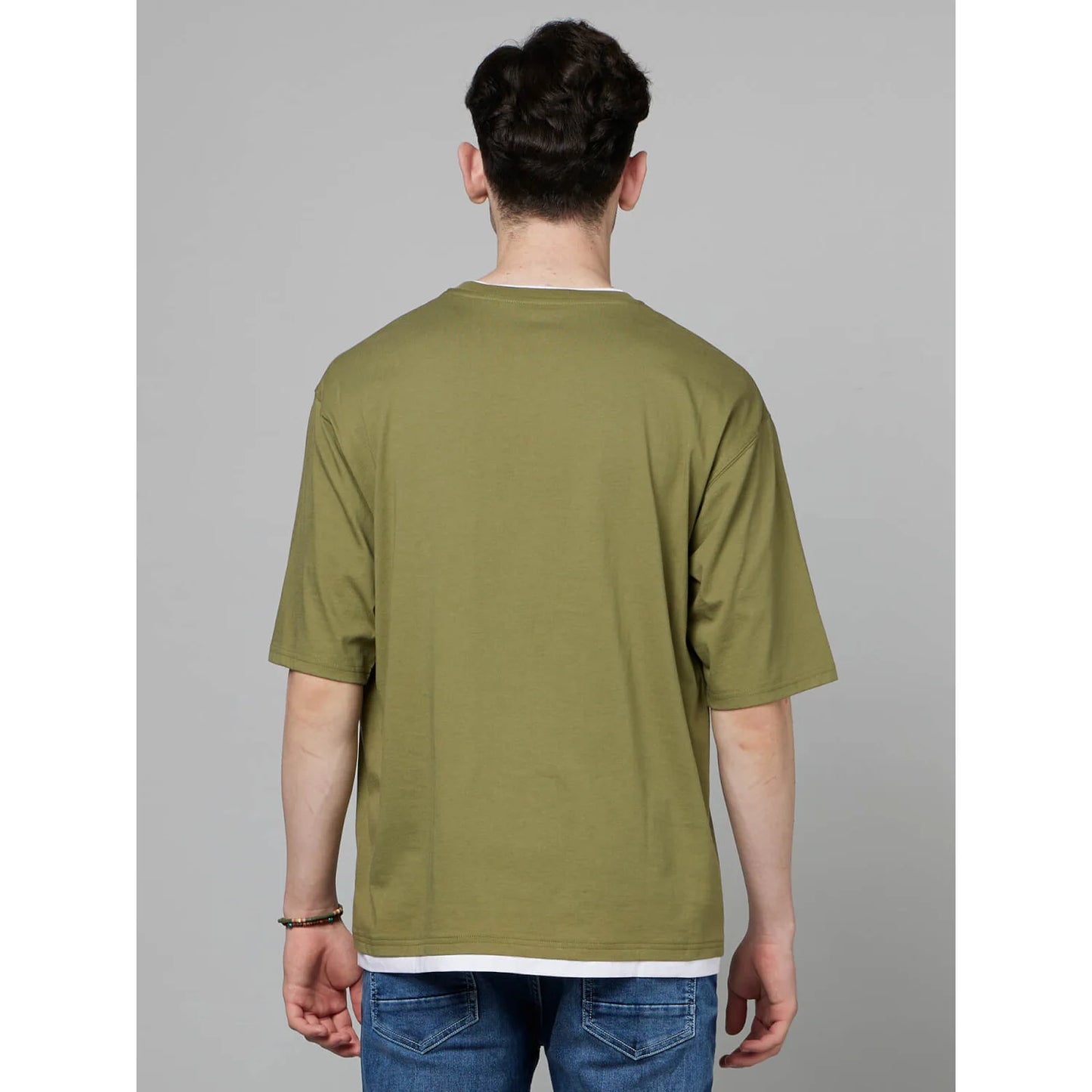 Khaki Solid Cotton T-shirt