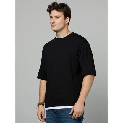 Black Solid Cotton T-shirt