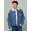 Celio* Solid Regular Fit Denim Blue Jacket